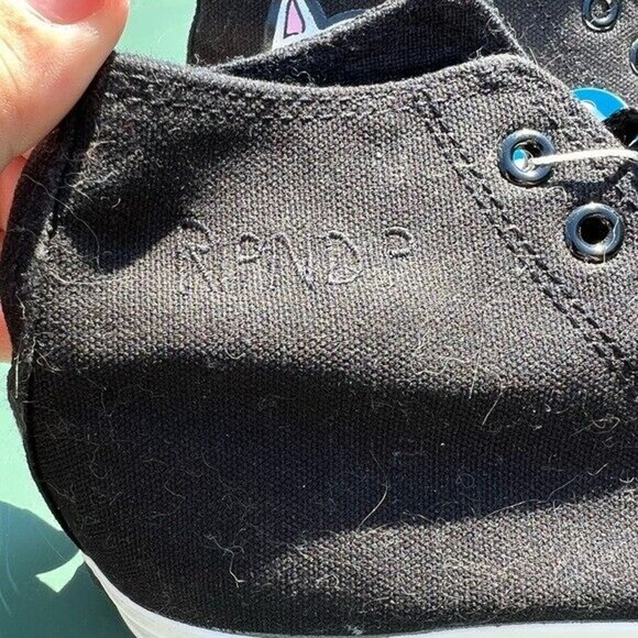 NWT Ripndip black and white lace up ankle high shoes w/ cat flipping off detail - Picture 11 of 12